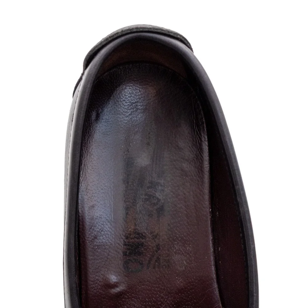 SALVATORE FERRAGAMO Men's‎ Size 8.5 D Black Leather Horsebit Loafers Italy